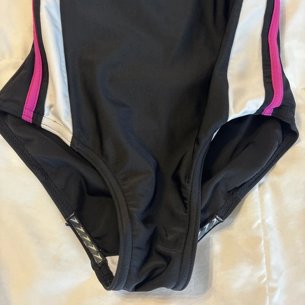 Speedo Girls Youth Infinity Splice 1 Piece Swimsuit Black Pink 10 7142026
